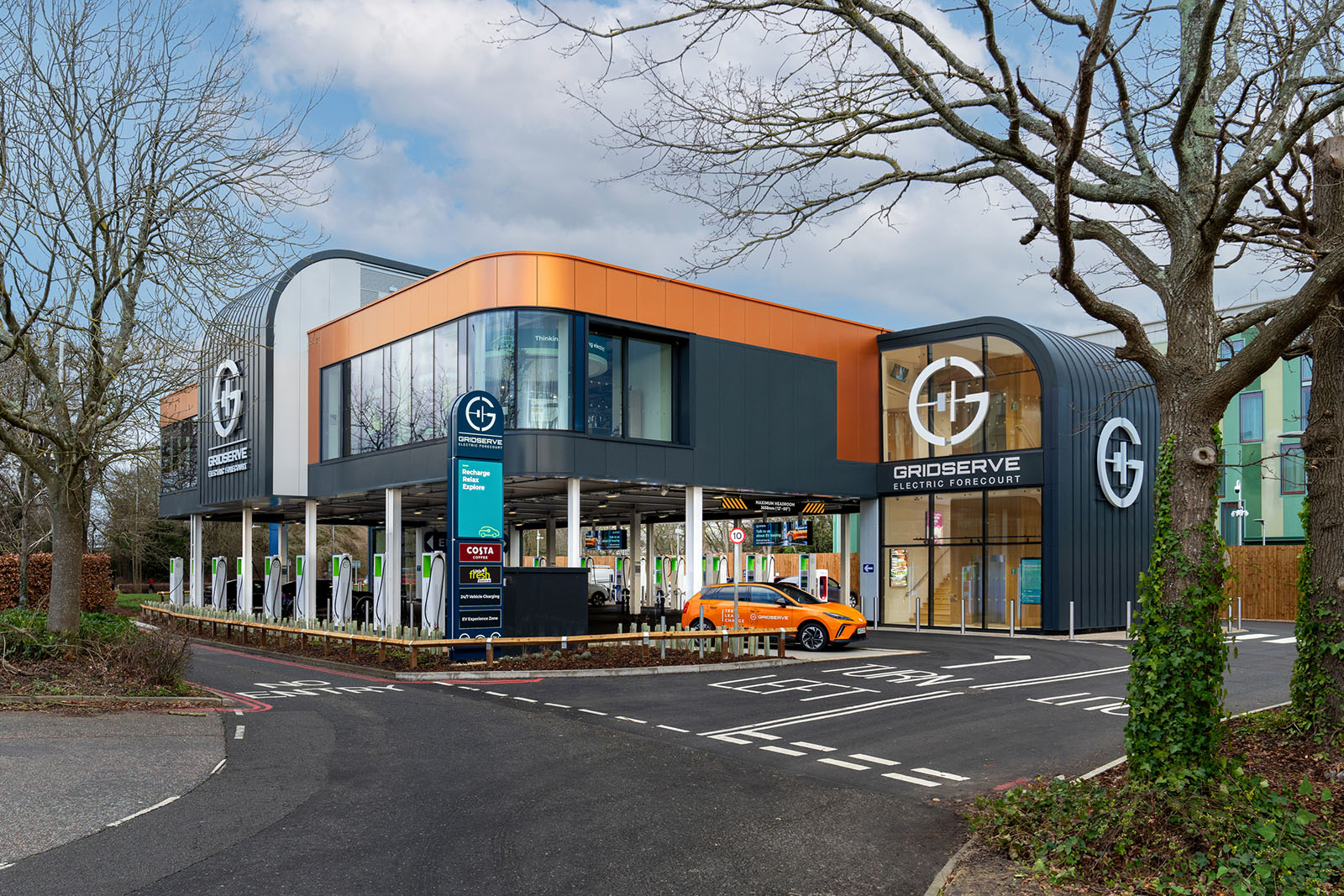 gridserve gatwick electric forecourt outside