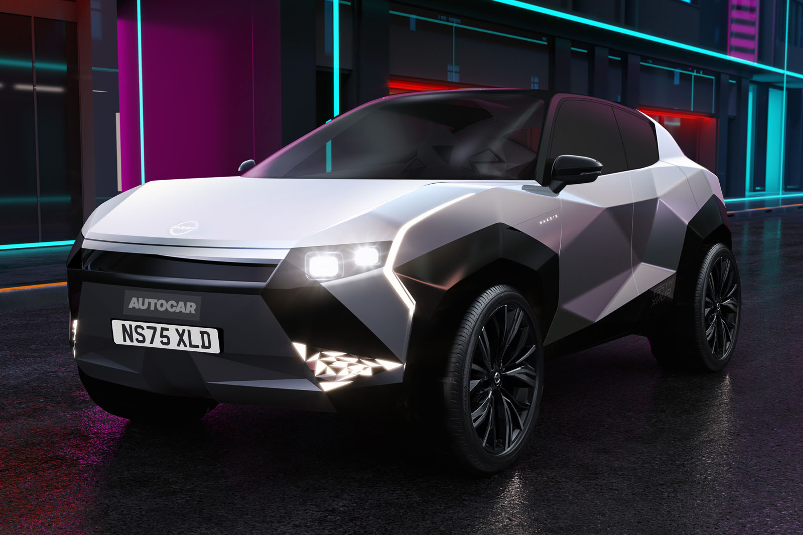 nissan juke ev render front quarter