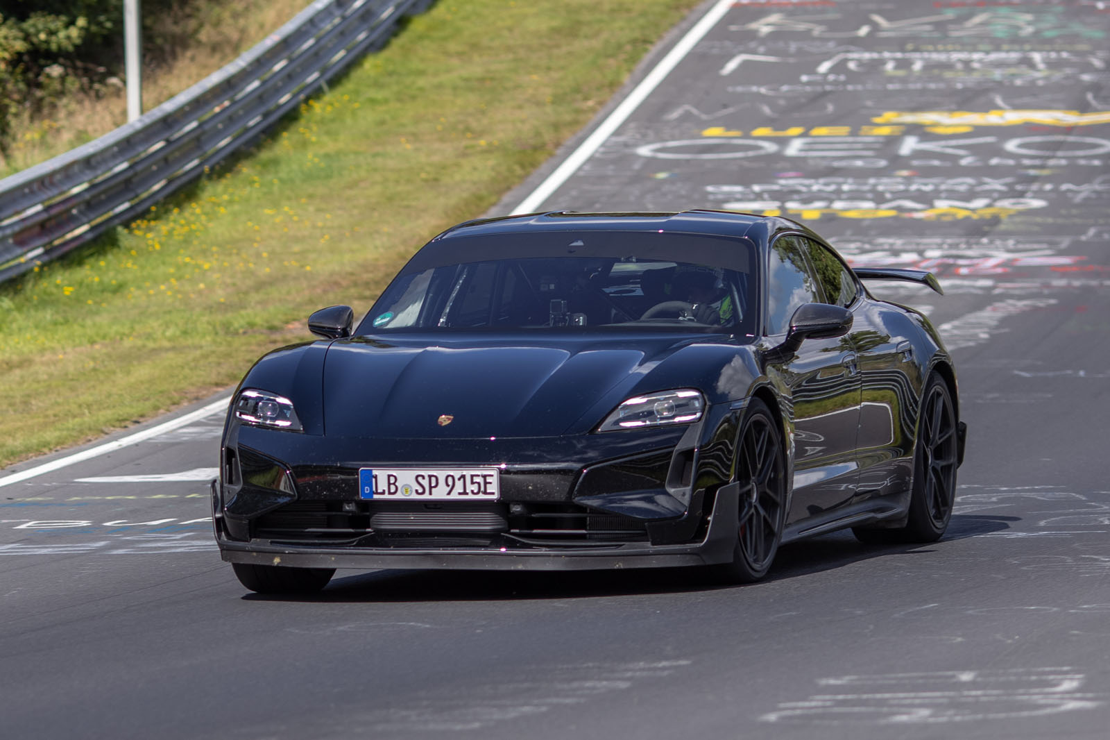 porsche taycan prototype nurburgring front quarter