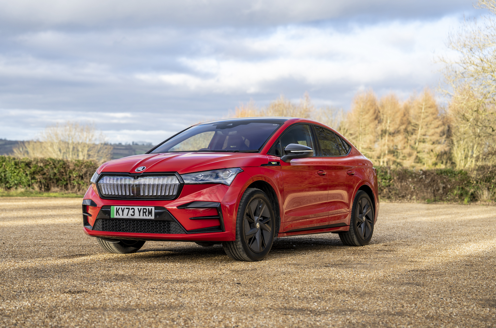 skoda enyaq coupe vrs front three quarters