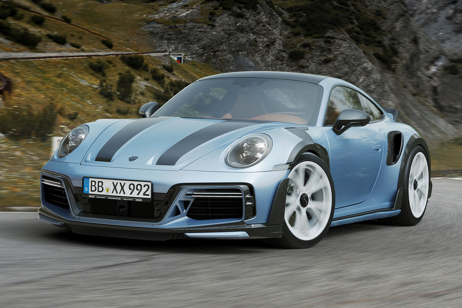 techart gtstreetr touring front three quarter lead
