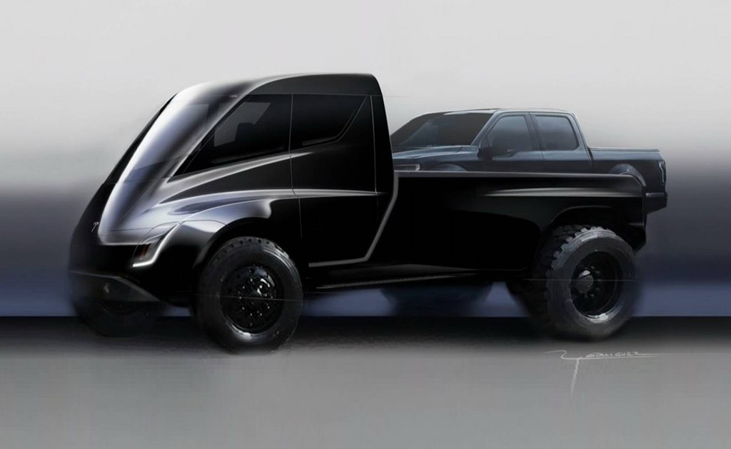 tesla semi early sketches possibly preview design of tesla pickup truck 100633715 l